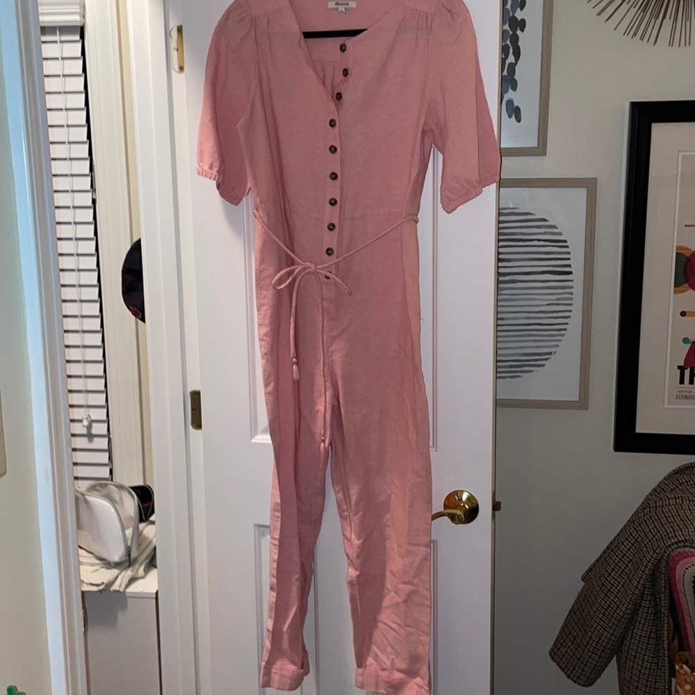 Madewell linen pink jumpsuit